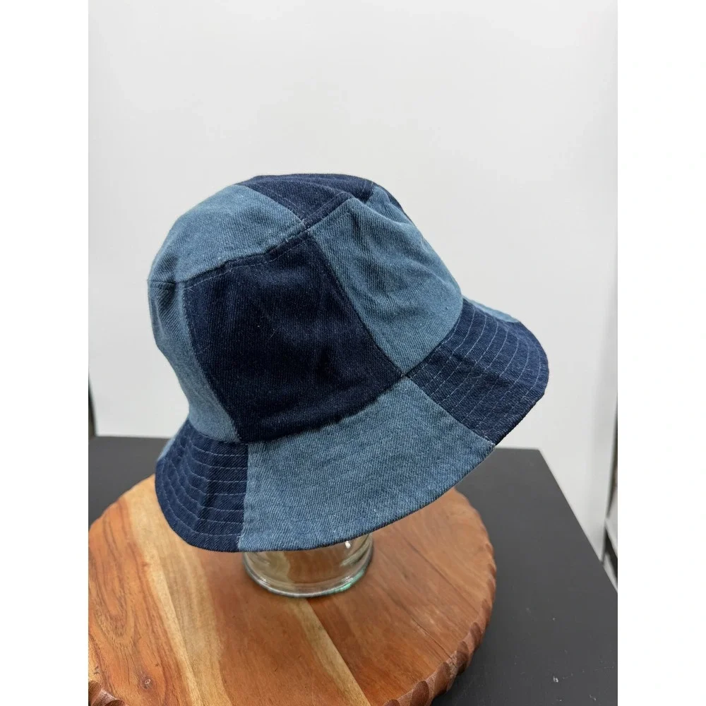 Skinny dip Checkerboard Bucket Hat Womens OS Blue Patchwork Denim 3340BLEW1